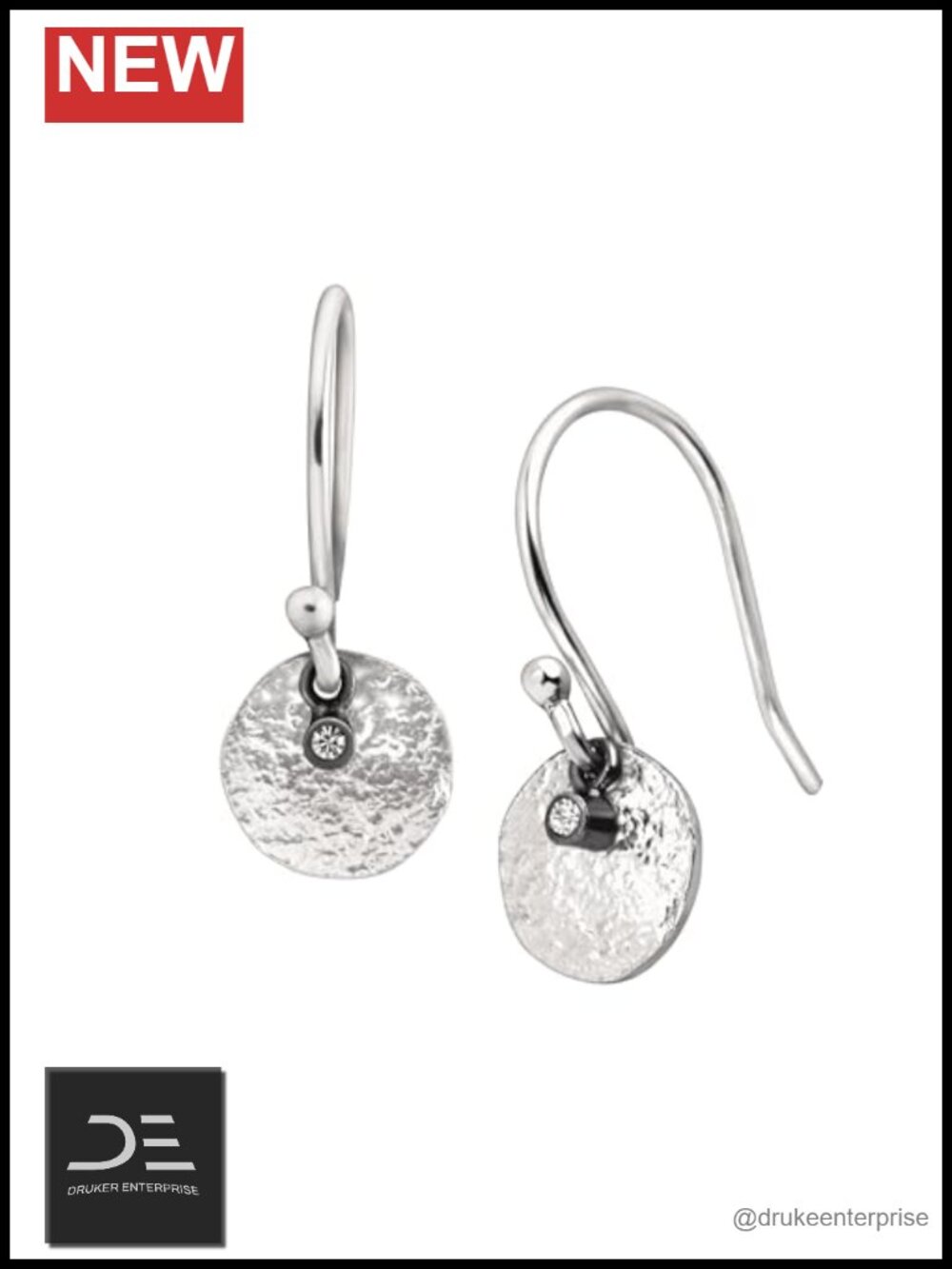 Sterling Silver Crystal Drop Earrings Modern Geo